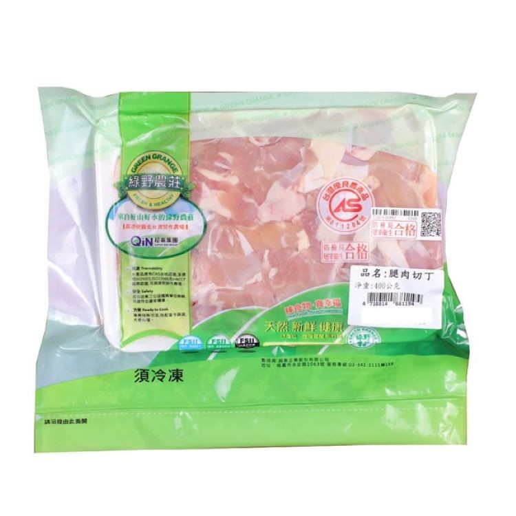 【綠野農莊】100% 國產新鮮雞肉 去骨雞腿切丁 400g