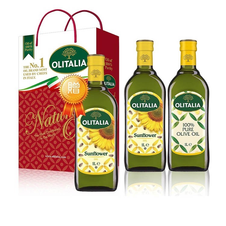 免運!【Olitalia】1組3瓶 奧利塔橄欖油+葵花油禮盒(2瓶)送葵花油1000mlx1瓶 奧利塔油買多送多省更多!