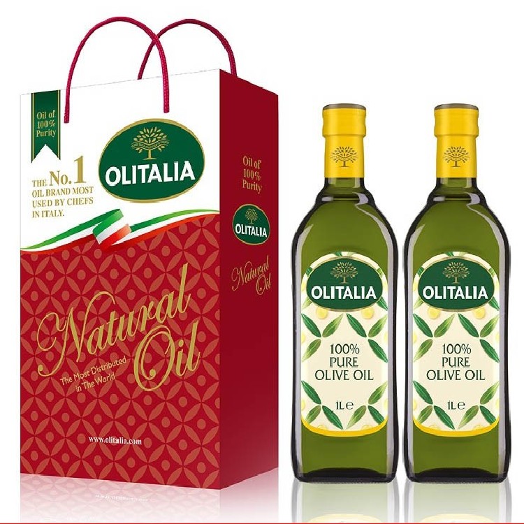 免運!【Olitalia】1組2罐 奧利塔純橄欖油禮盒(1000mlX2罐)