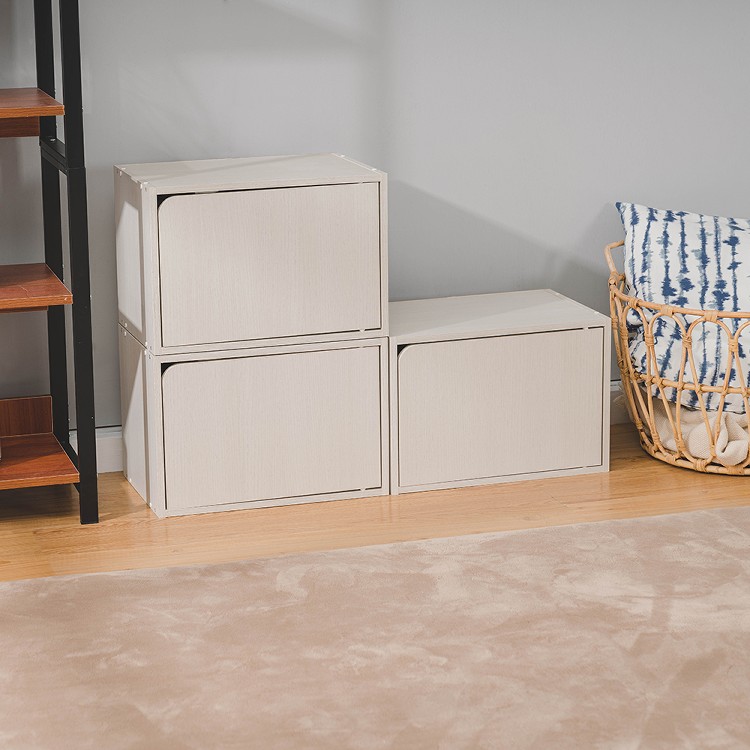 【樂嫚妮】北歐風DIY組合式木門櫃3入/組