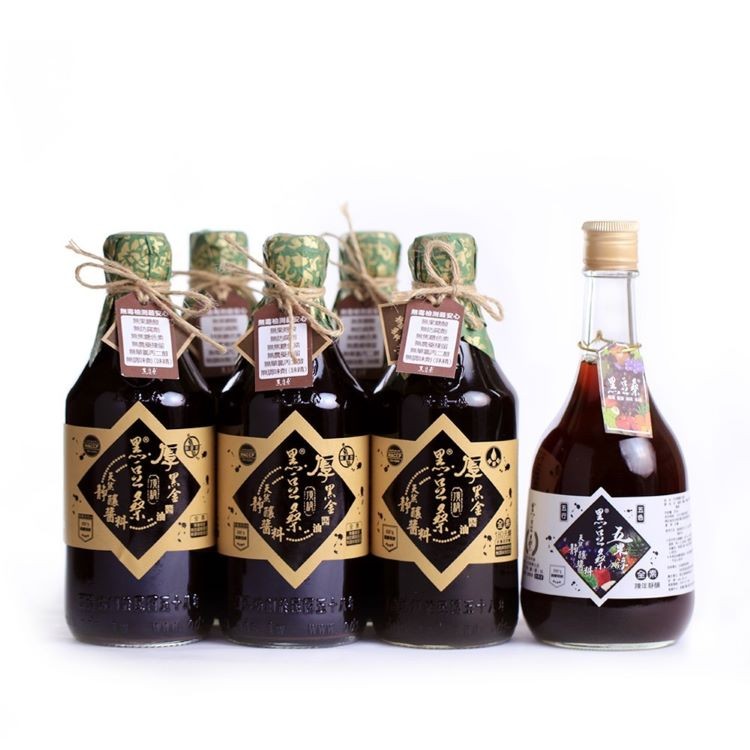 【黑豆桑】頂級厚黑金醬油5瓶組-送五果淳(500ml)