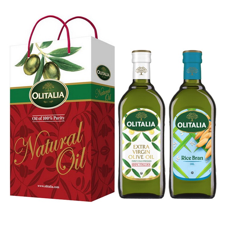 免運!【Olitalia奧利塔】特級冷壓橄欖油+玄米油禮盒組(500ml各1) 500ml/暗色玻璃瓶裝 (4入,每入431.5元)