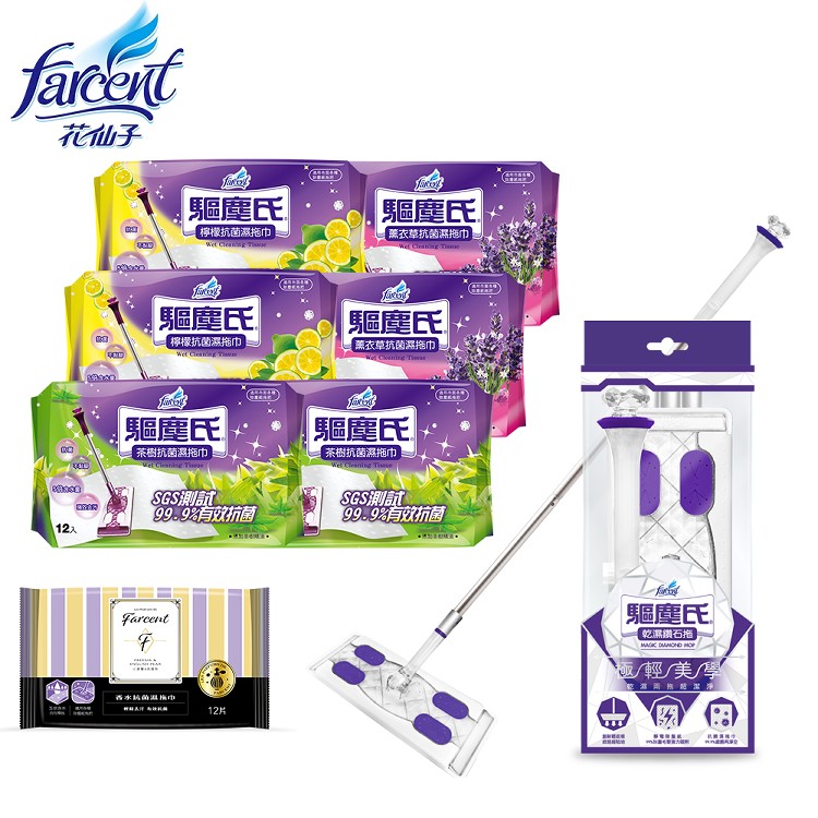 【驅塵氏】乾濕兩用鑽石拖超值組