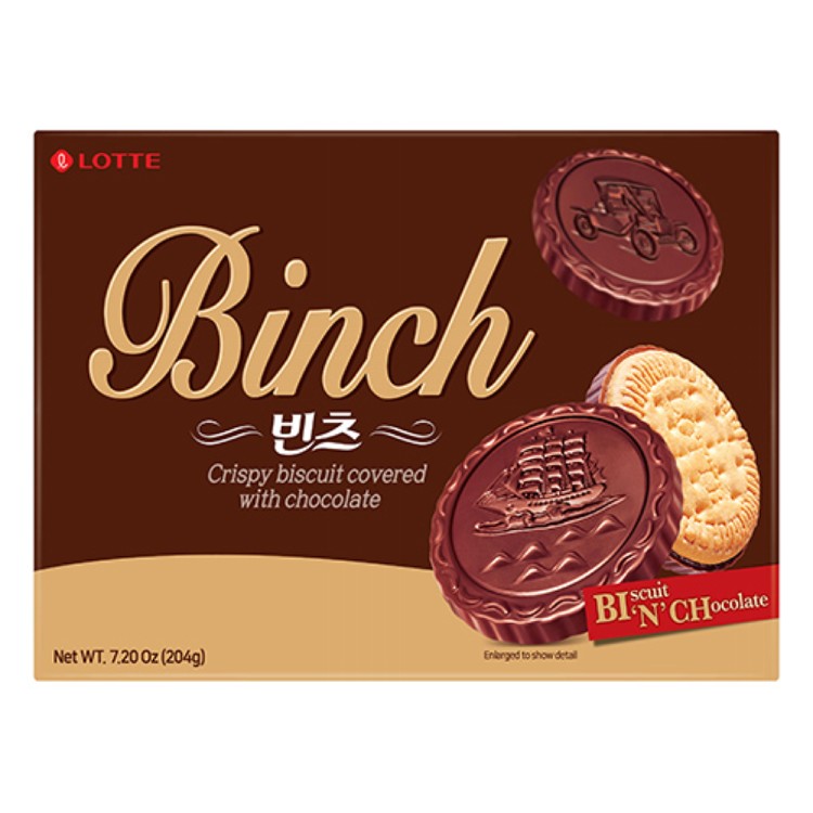 免運!【Lotte樂天】8入 BINCH巧克力餅乾(204g) 204g/入