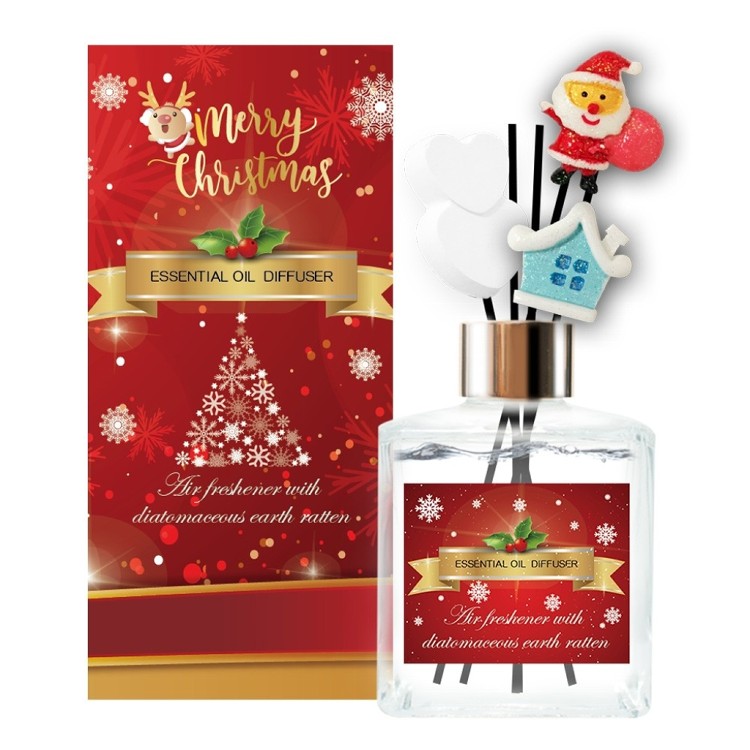 【QiMart】MIT聖誕繽紛款法國精油珪藻土擴香瓶(香味任選)