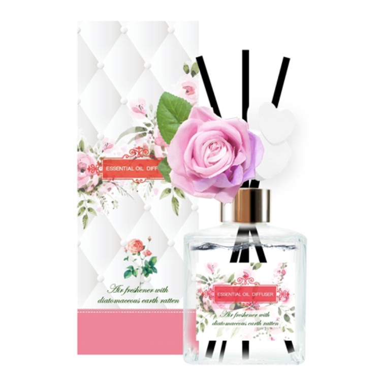 【QiMart】法國精油玫瑰造型珪藻土擴香瓶(香味任選)