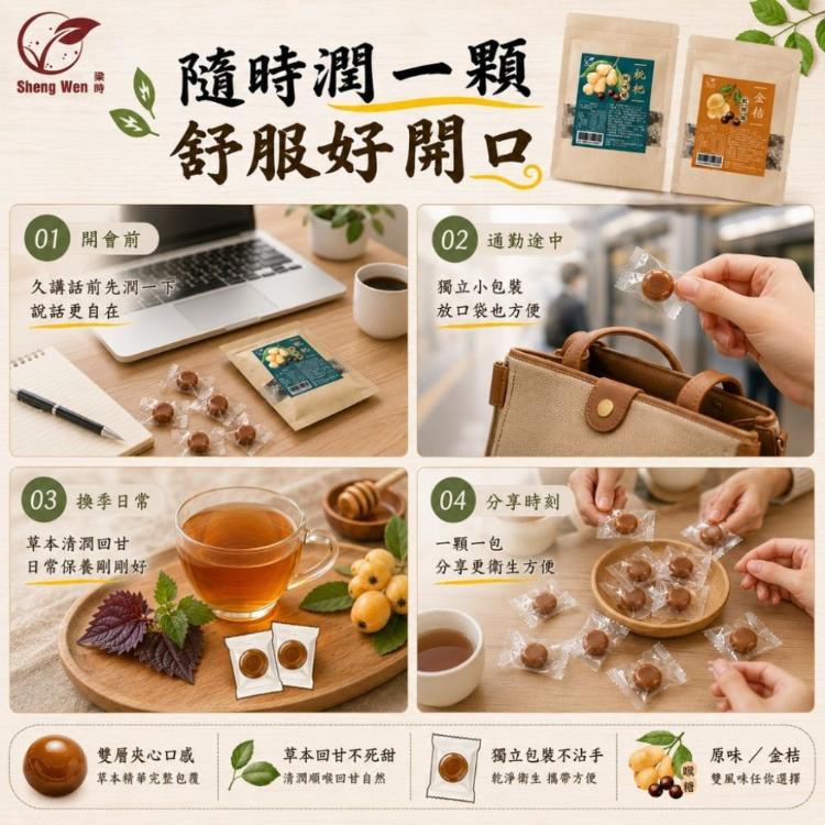 【ShengWen粱時】雙層枇杷軟喉糖/潤喉糖/羅漢果/枇杷膏/枇杷喉糖