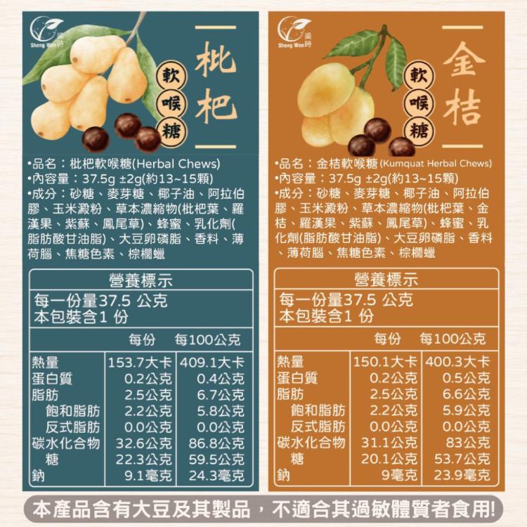 【ShengWen粱時】雙層枇杷軟喉糖/潤喉糖/羅漢果/枇杷膏/枇杷喉糖