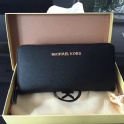 Michael Kors MK 黑色長款皮夾 拉鍊錢包