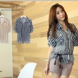 59112韓版個性寬袖條紋雪紡襯衫 限時特價