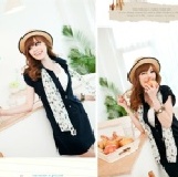 59108 韓版時尚袖扣附雪紡絲巾連衣裙 特價：$319