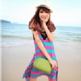 38034 時尚百搭彩虹條紋連衣裙附抹胸 特價：$320