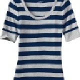 Women's Half-Sleeve Scoop-Neck Tees 藍條