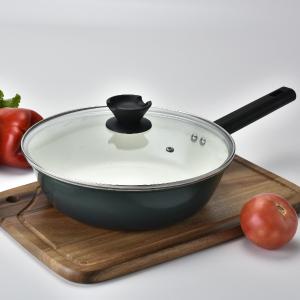 愛佳寶碳鋼陶瓷煎炒鍋(附蓋)28CM