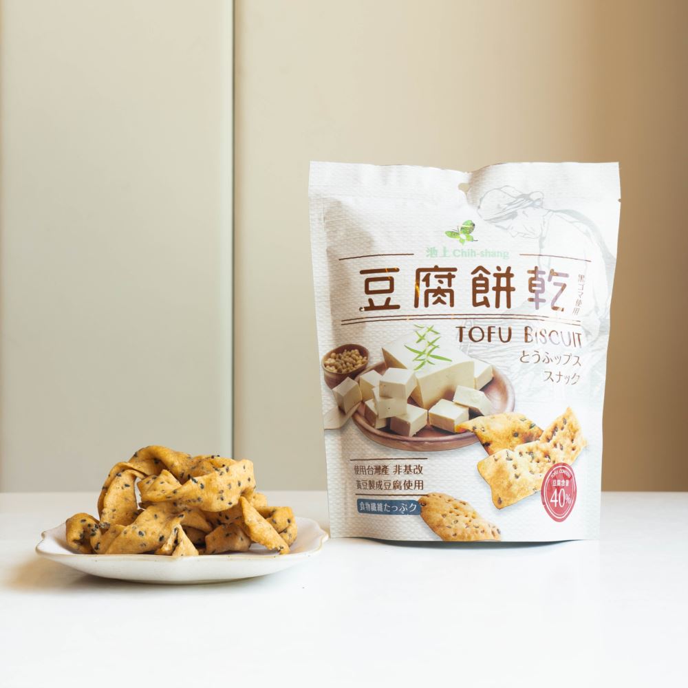 池上 Chih-shang，豆腐餅乾，とうふップス，使用台灣產非基改，黃豆製成豆腐使用，食物繊維たっぷ，スナック。