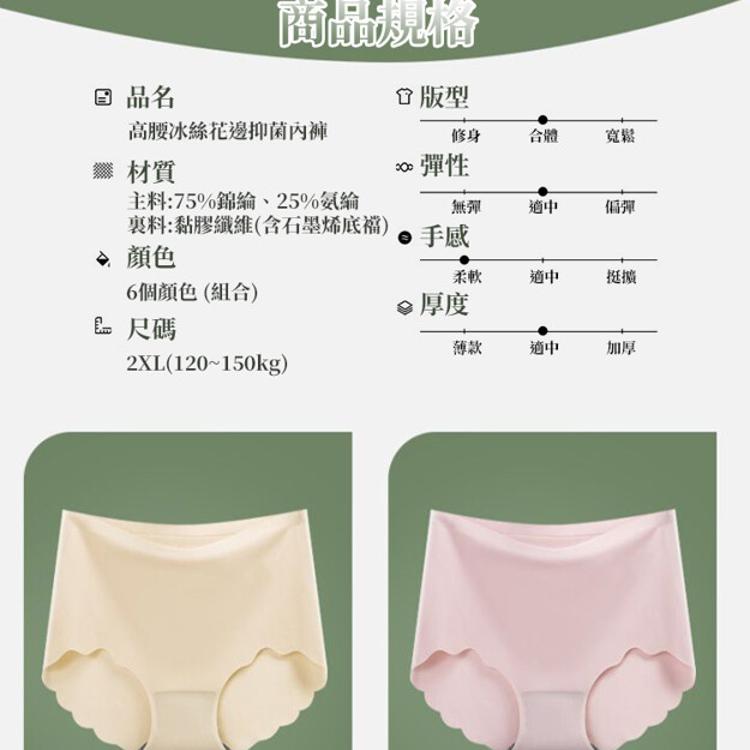 【CityStar】夏季胖MM高腰大碼款冰絲花邊內褲(2XL)