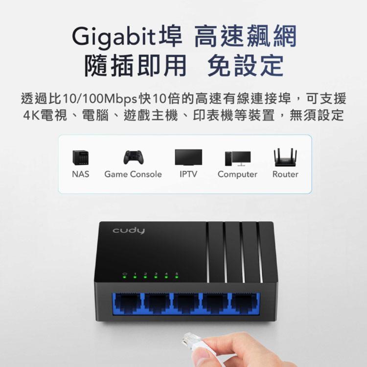 【cudy】GS105D 5埠Gigabit桌上型交換器