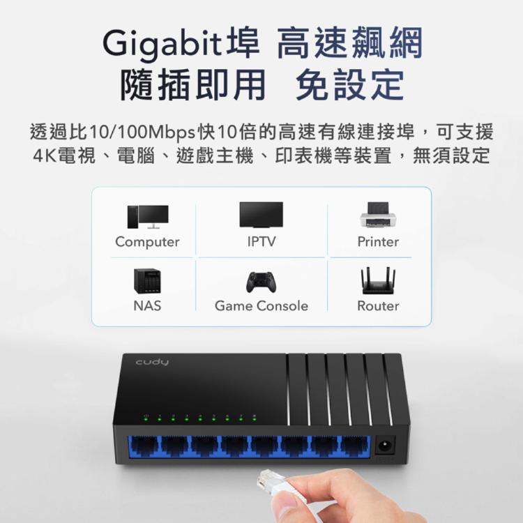 【cudy】GS108D 8埠Gigabit桌上型網路交換器