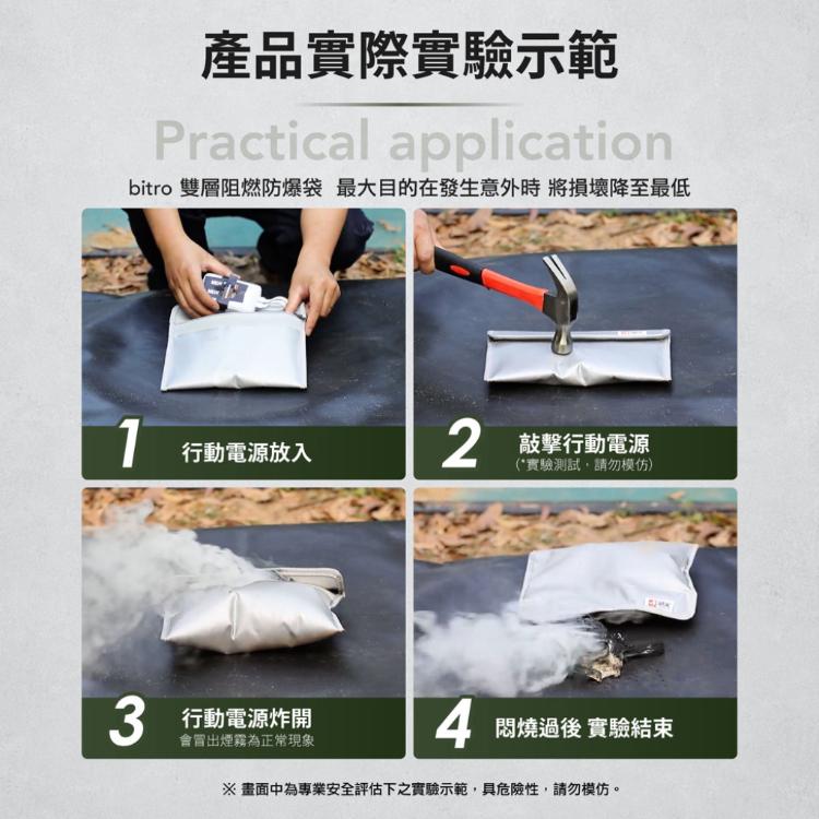 【bitro】雙層防火收納袋 (大) 21*16防爆耐高溫 防水防塵 現金收納包 行動電源鋰電池收納