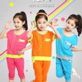 042901拉鏈口袋拼色套裝童套裝韓版爆款夏裝女童-小安妮女童裝夏裝