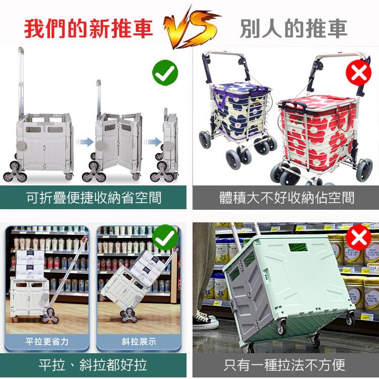 【DaoDi】四輪萬向折疊購物車升級平拉款