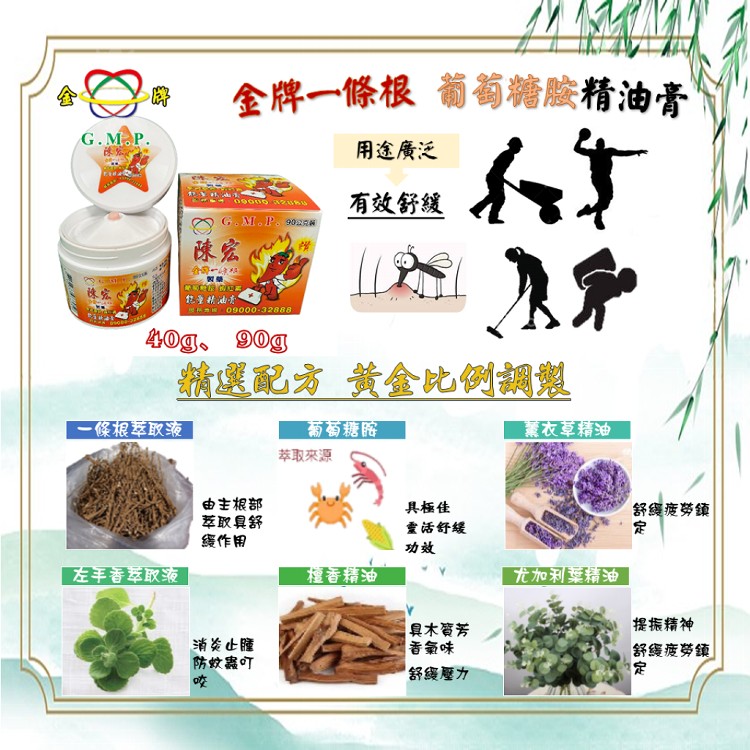 【金牌一條根】葡萄糖胺能量精油膏