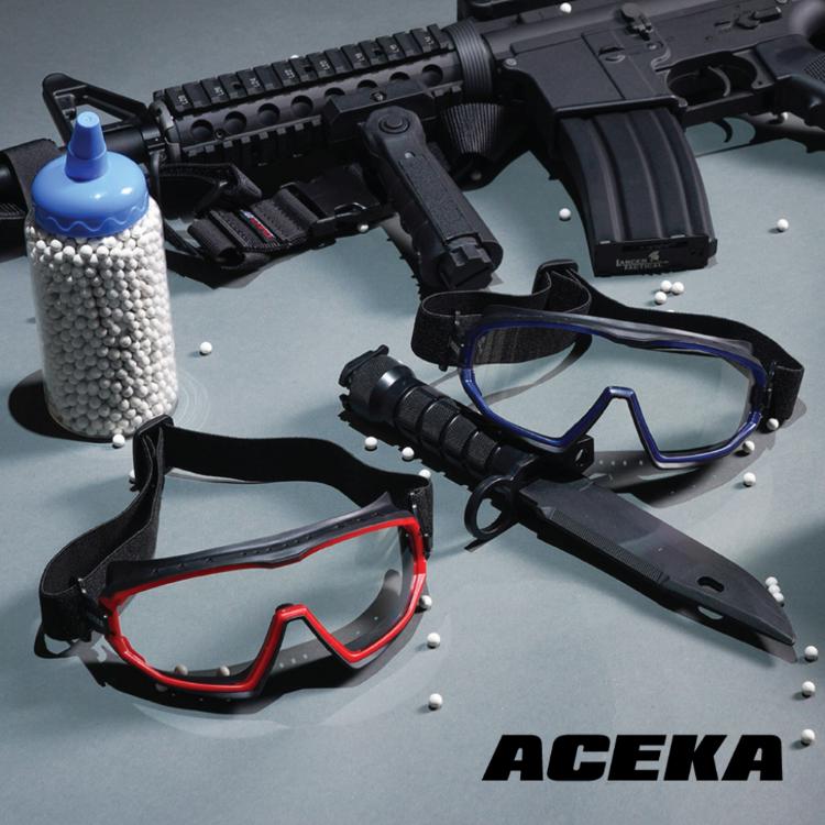 【ACEKA】SHIELD系列 時尚色框全覆式防護眼鏡(火焰紅/海洋藍)