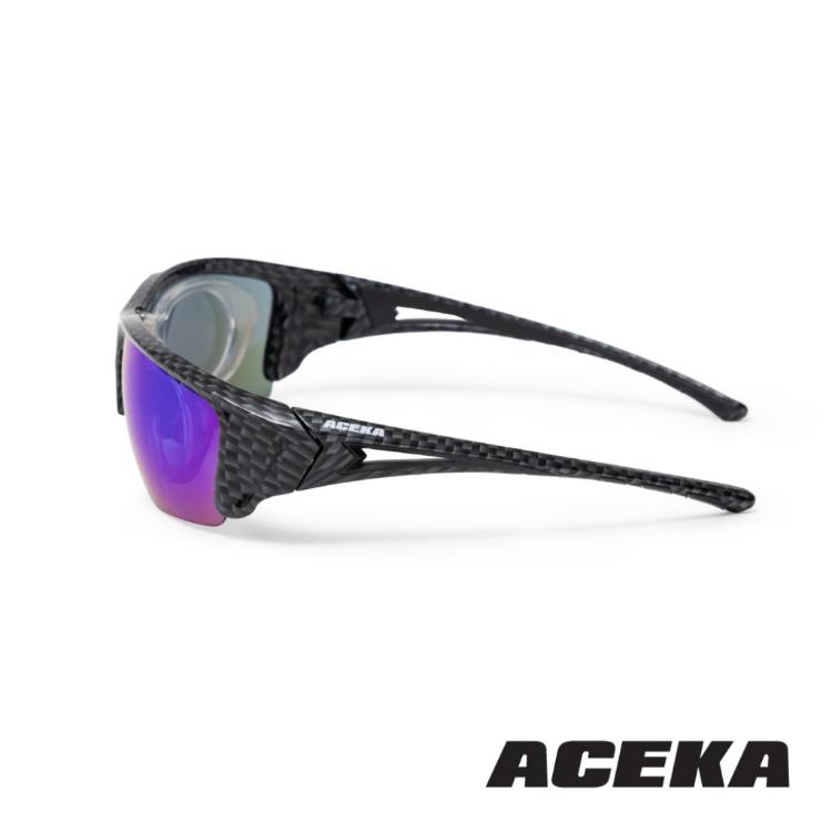 【ACEKA】T-Rex系列 時尚潮流碳纖紋格運動太陽眼鏡 (含三組鏡片)
