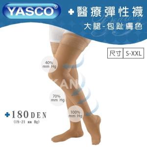 免運!【YASCO】昭惠醫療漸進式彈性襪x1雙 (大腿襪-包趾-膚色) 大腿襪-包趾-膚色