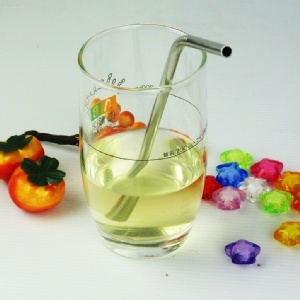 Lohogo 高級304不銹鋼彎曲吸管-4入加贈吸管刷*1