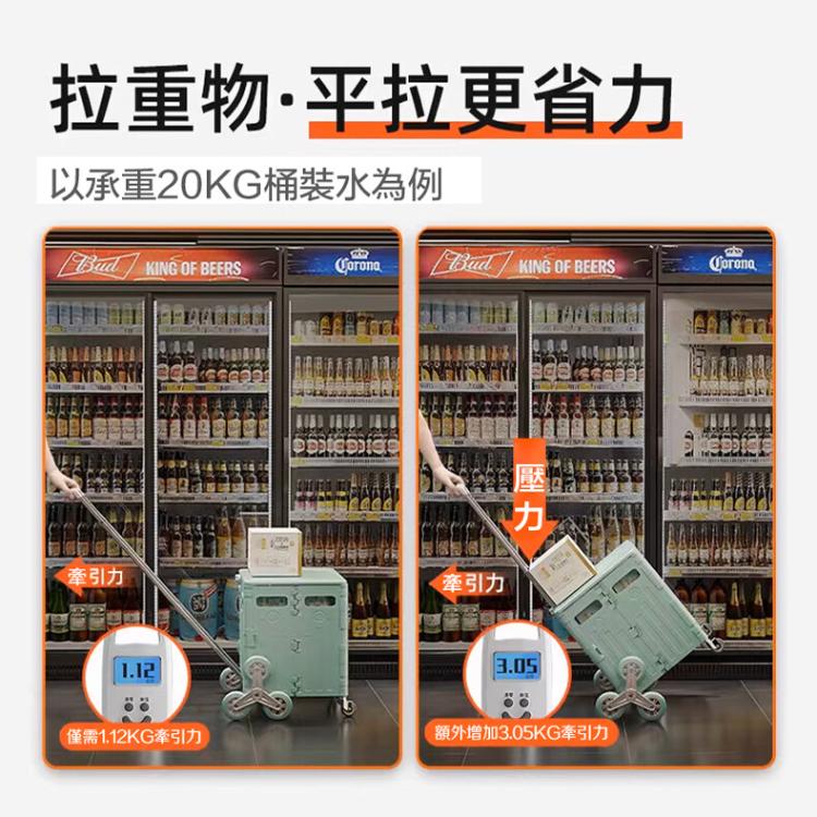 【DaoDi】萬向折疊購物車-四輪升級杯架平拉款特大號75L(手推車 買菜車 菜籃車 手拉車 )