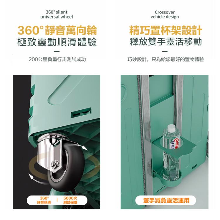 【DaoDi】萬向折疊購物車-四輪升級杯架平拉款特大號75L(手推車 買菜車 菜籃車 手拉車 )