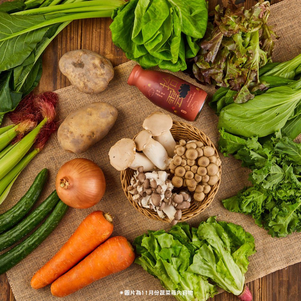 圖片為11月份蔬菜箱內容物。