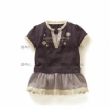 121505優雅V領蕾絲花邊假2件連身裙 特價：$220