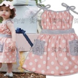 022310甜美細帶大圓點洋裝+兩用遮陽帽套組 特價：$220