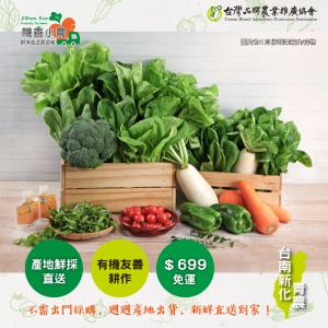 【機善小農_蔬菜箱】台南市新化青農_經濟箱9件(每週出箱/有機友善/產地鮮採直送/支持家鄉好農產)