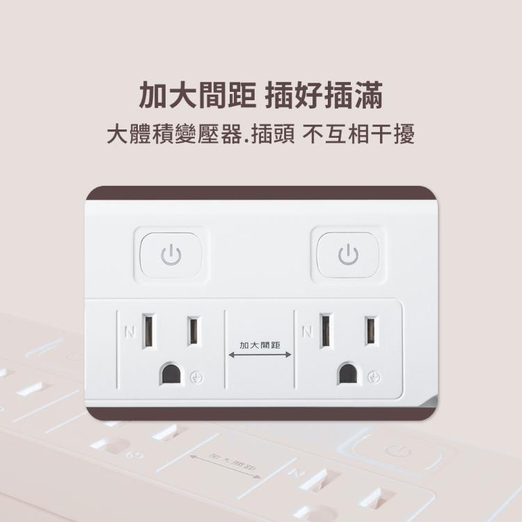 Abee 快譯通 1.8M 電源延長線 5開4座+USB+Type-C PD 30W(EC-5463