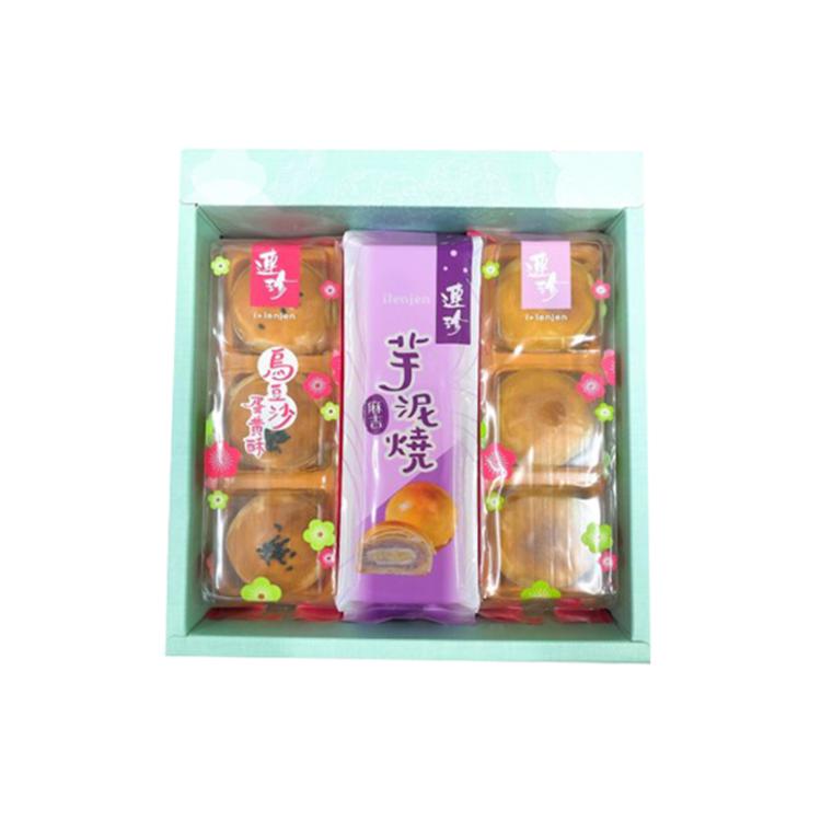 【基隆連珍】招牌三冠王禮盒(芋泥麻糬燒+烏豆沙蛋黃酥+咖哩餅)(附提袋)(任選1/2/4/6盒)