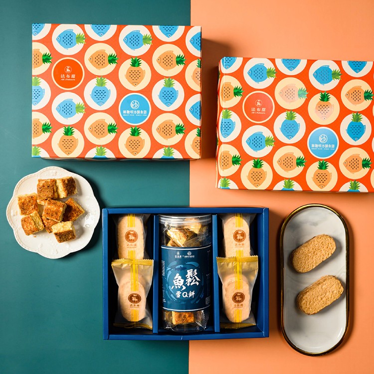 【法布甜】林聰明聯名款(魚鬆雪Q餅+鳳梨酥)(附提袋)(任選1/2/4/6盒)