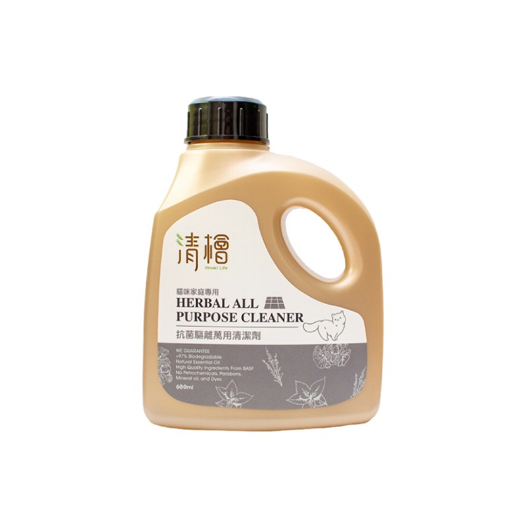 【清檜Hinoki Life】抗菌驅離萬用清潔劑-貓咪家庭專用 600ml/瓶