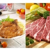 香酥豬排1包 + 美國無骨牛小排( 3條/包) 金盃獎 特惠組3號 特價：$470