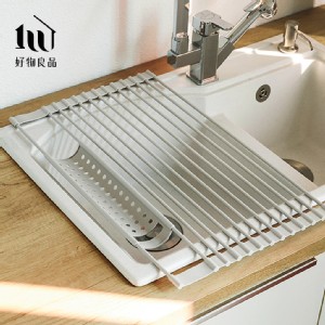 【好物良品】廚房水槽可折疊收納矽膠瀝水架 便攜流理台洗碗槽置物架