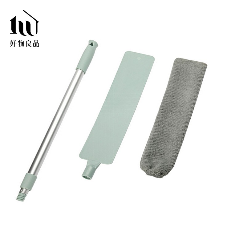 【好物良品】伸縮加長角落縫隙除塵擦刷把套裝組(刷套可拆可洗) 扁平長柄除塵撢 床下沙發隙縫除塵