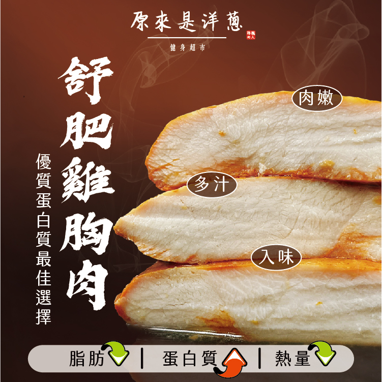原來是洋葱，健身超市，優質蛋白質最佳選擇，舒肥雞胸肉，脂肪◆ 蛋白質熱量◆。