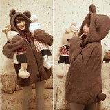 小熊or小兔子毛毛絨連帽學院風衛衣可愛保暖加厚大尺碼洋棉外套WW036針織外套短靴 特價：$398