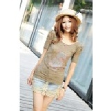 (JY1159)大尺碼品牌原單BABY熊腰果蕾絲上衣 特價：$319