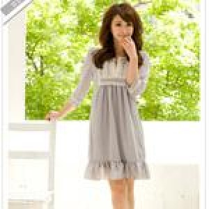 氣質典雅荷葉下擺雪紡洋裝【7056】(原價390元)
