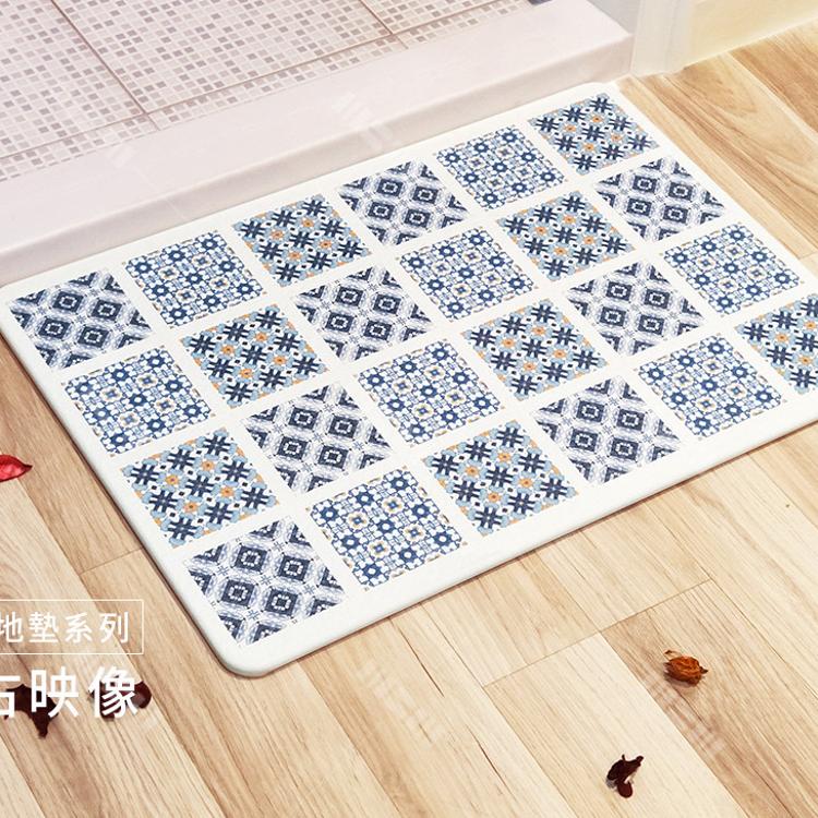 【MBM】台灣製12mm水洗式花磚款珪藻土地墊