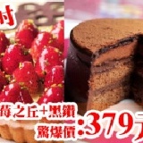 6吋經典草莓之丘＋6吋黑鑽深黑巧克力 比利時進口巧克力搭配香甜草莓!!一次讓您全部擁有~只要379元 特價：$379