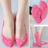 PEILOU隱形超細纖維涼感雙止滑襪套(水玉圓點)